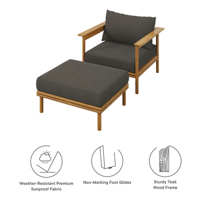Wren Outdoor Teak Armchair and Ottoman Set