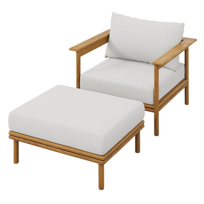 Wren Outdoor Teak Armchair and Ottoman Set