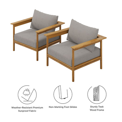 Modway Wren Outdoor Teak Armchair Set of Two