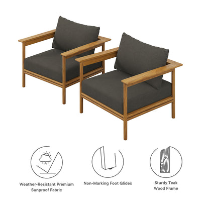 Modway Wren Outdoor Teak Armchair Set of Two