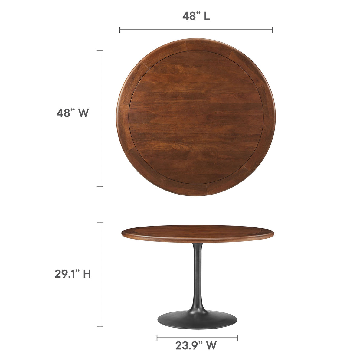 Lippa Round Pedestal Solid Wood Dining Table by Modway, 48-in wood tabletop on a pedestal on Tampa Home & Garden Store