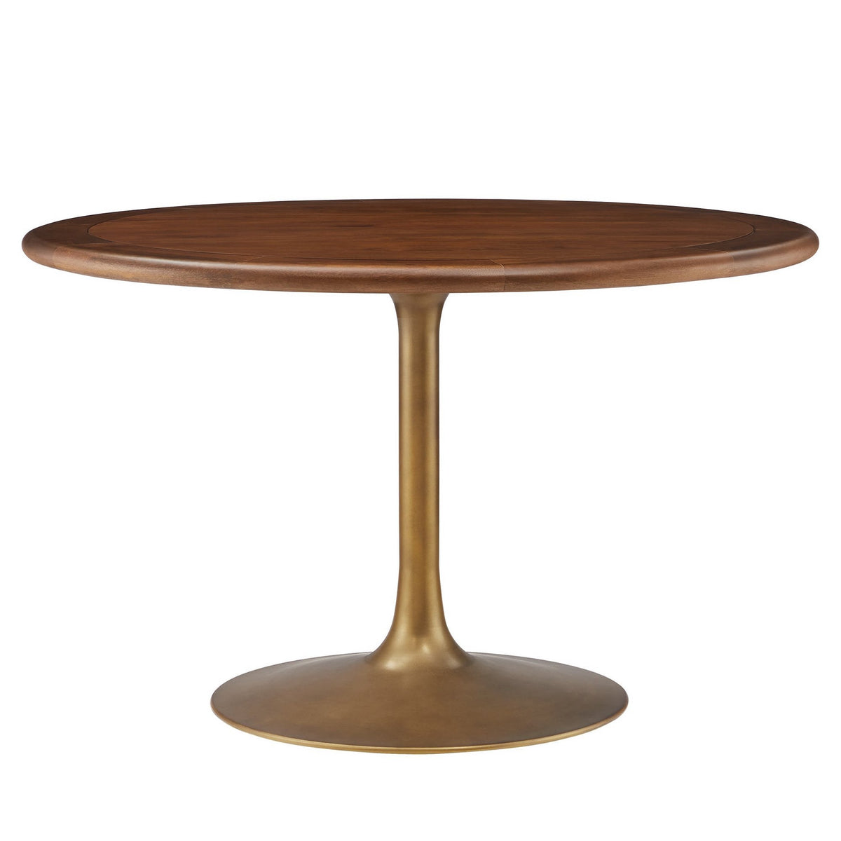 Lippa round pedestal solid wood dining table by Modway with warm brown finish and gold base on Tampa Home & Garden Store