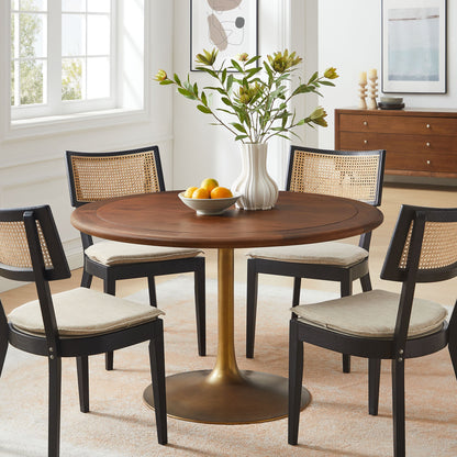 Lippa Round Pedestal Solid Wood Dining Table by Modway, round pedestal dining table in brown on Tampa Home & Garden Store