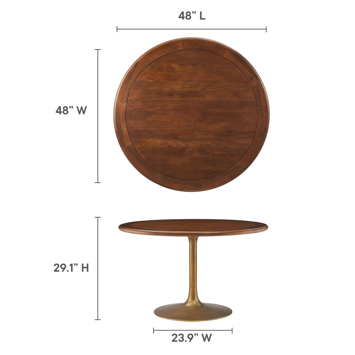 Lippa Round Pedestal Solid Wood Dining Table by Modway, 48in diameter, 29.1in high on Tampa Home & Garden Store