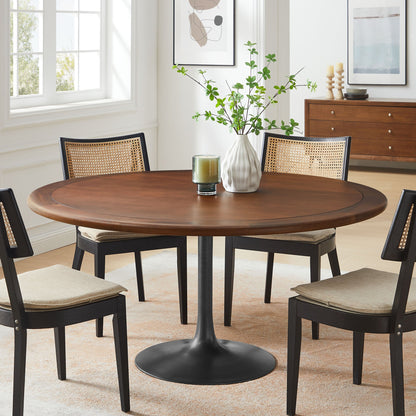 Lippa Round Pedestal Solid Wood Dining Table by Modway in dark brown with black pedestal base on Tampa Home & Garden Store
