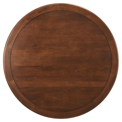 Lippa round pedestal solid wood dining table by Modway in warm brown wood grain on Tampa Home & Garden Store