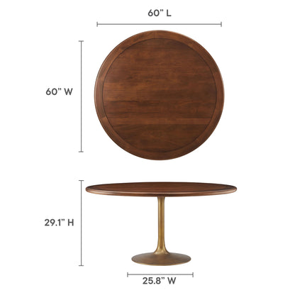 Modway Lippa round pedestal solid wood dining table in warm brown finish on Tampa Home & Garden Store
