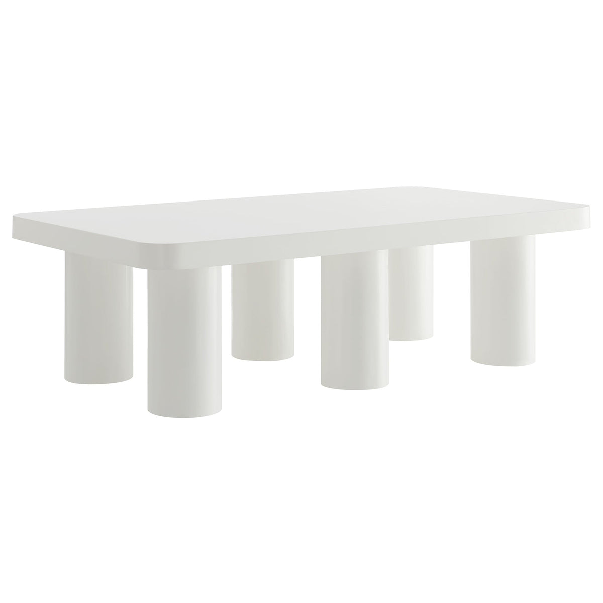 Cleo 54-Inch rectangular white coffee table by Modway with chunky cylindrical legs on Tampa Home & Garden Store