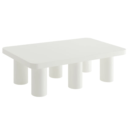 Cleo 54-Inch rectangular coffee table in white with thick cylindrical legs by Modway on Tampa Home & Garden Store