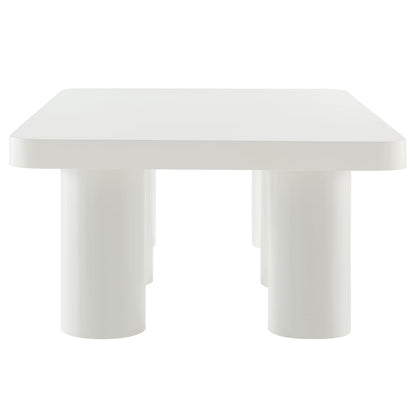 Cleo 54-Inch rectangular coffee table by Modway in white with cylindrical legs on Tampa Home & Garden Store