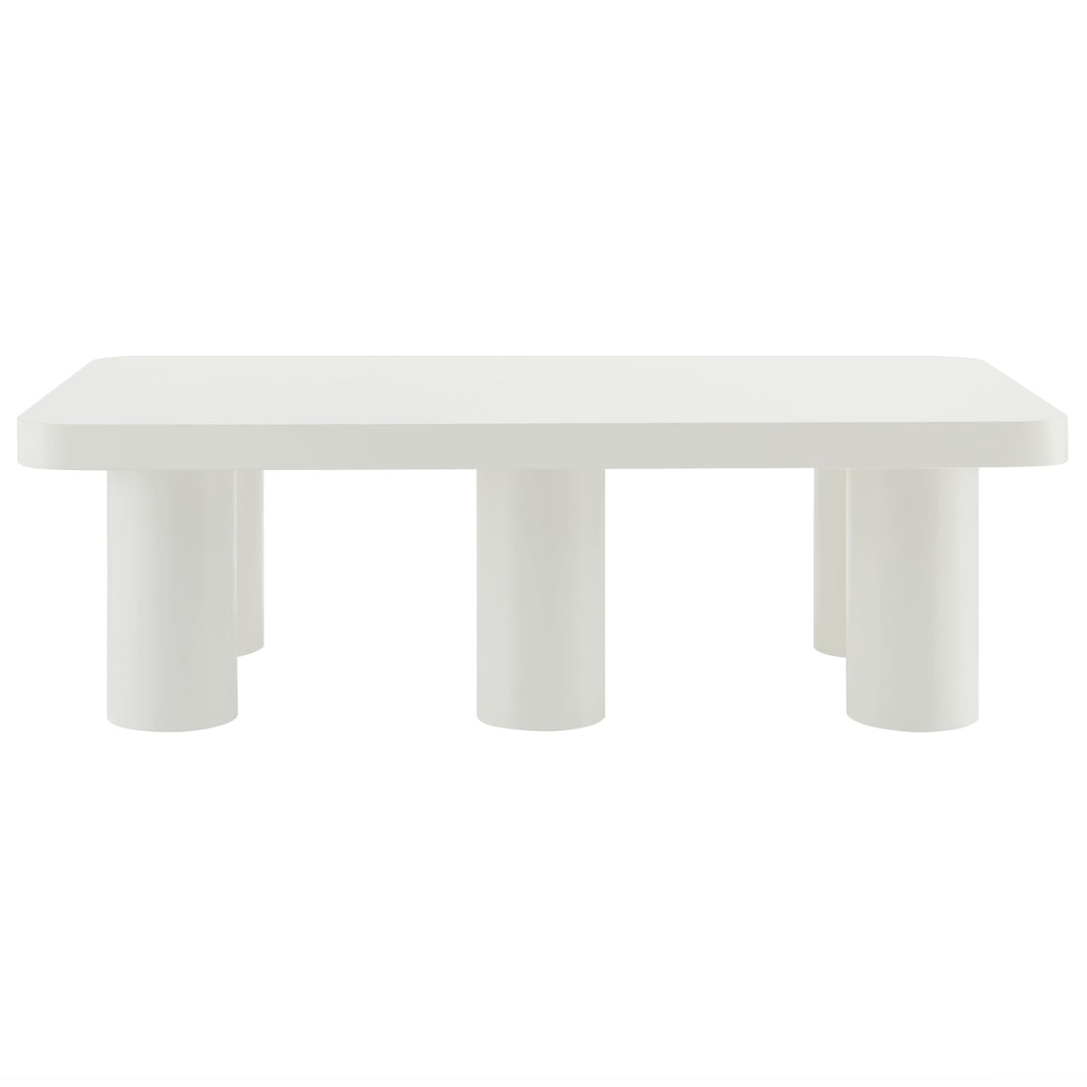Cleo 54-Inch Rectangular White Coffee Table by Modway with chunky cylindrical legs on Tampa Home & Garden Store