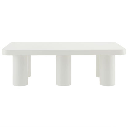 Cleo 54-Inch Rectangular White Coffee Table by Modway with chunky cylindrical legs on Tampa Home & Garden Store