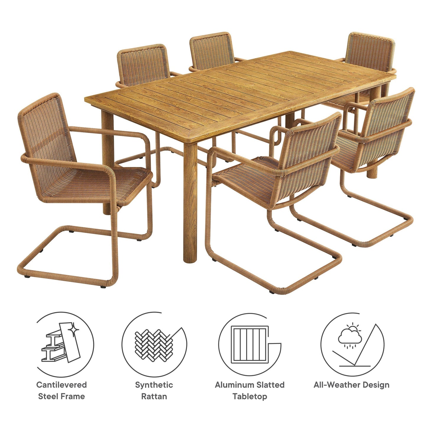 Abacus 7 Piece Outdoor Patio Table and Chairs Set