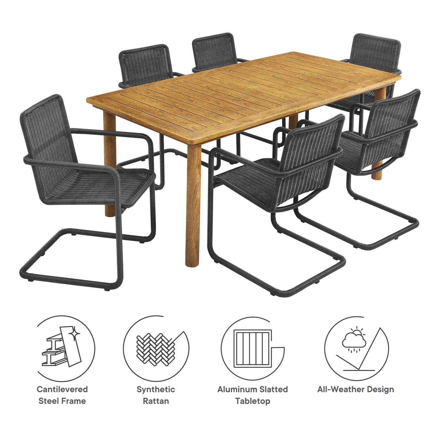 Abacus 7 Piece Outdoor Patio Table and Chairs Set