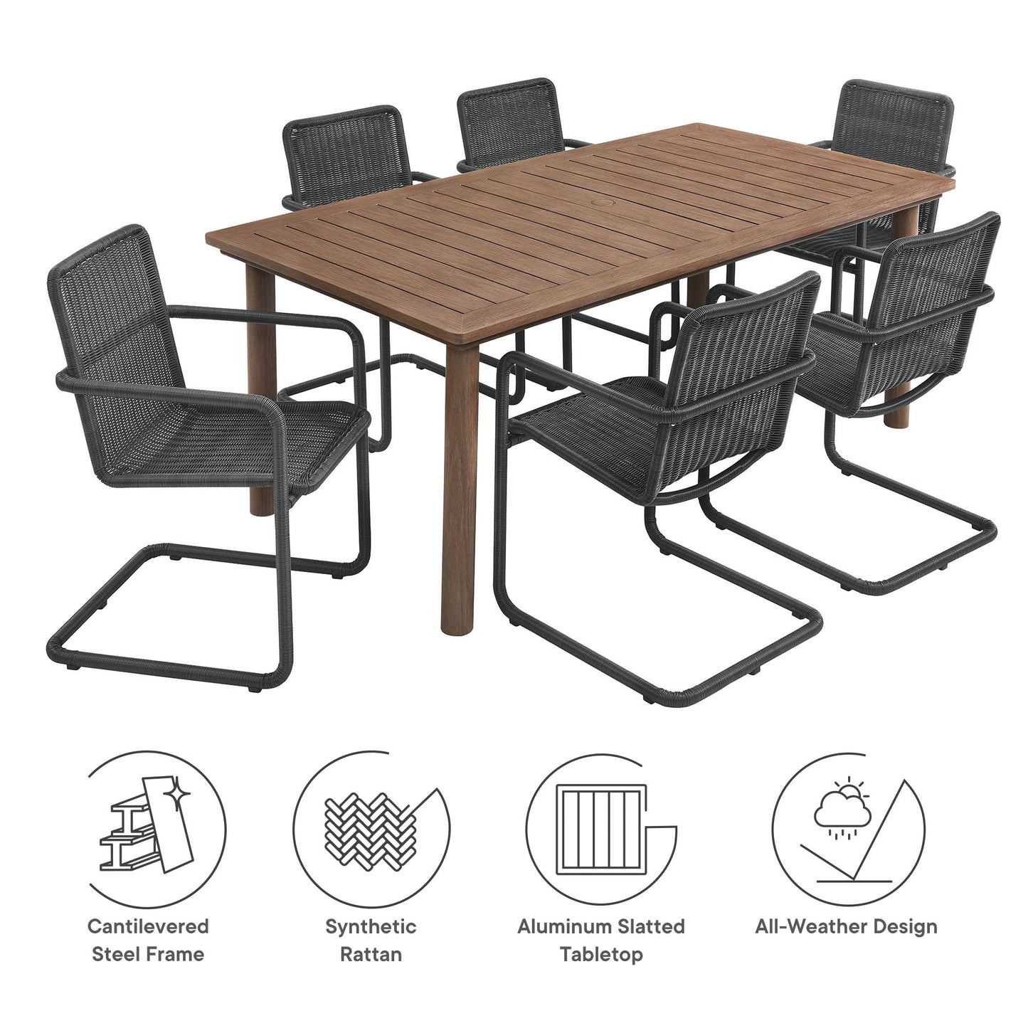 Abacus 7 Piece Outdoor Patio Table and Chairs Set