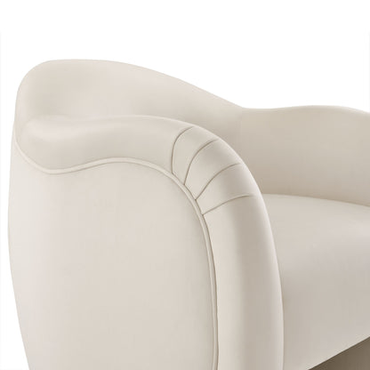 Compose Performance Velvet Accent Chair ivory velvet upholstery with curved arms on Tampa Home & Garden Store