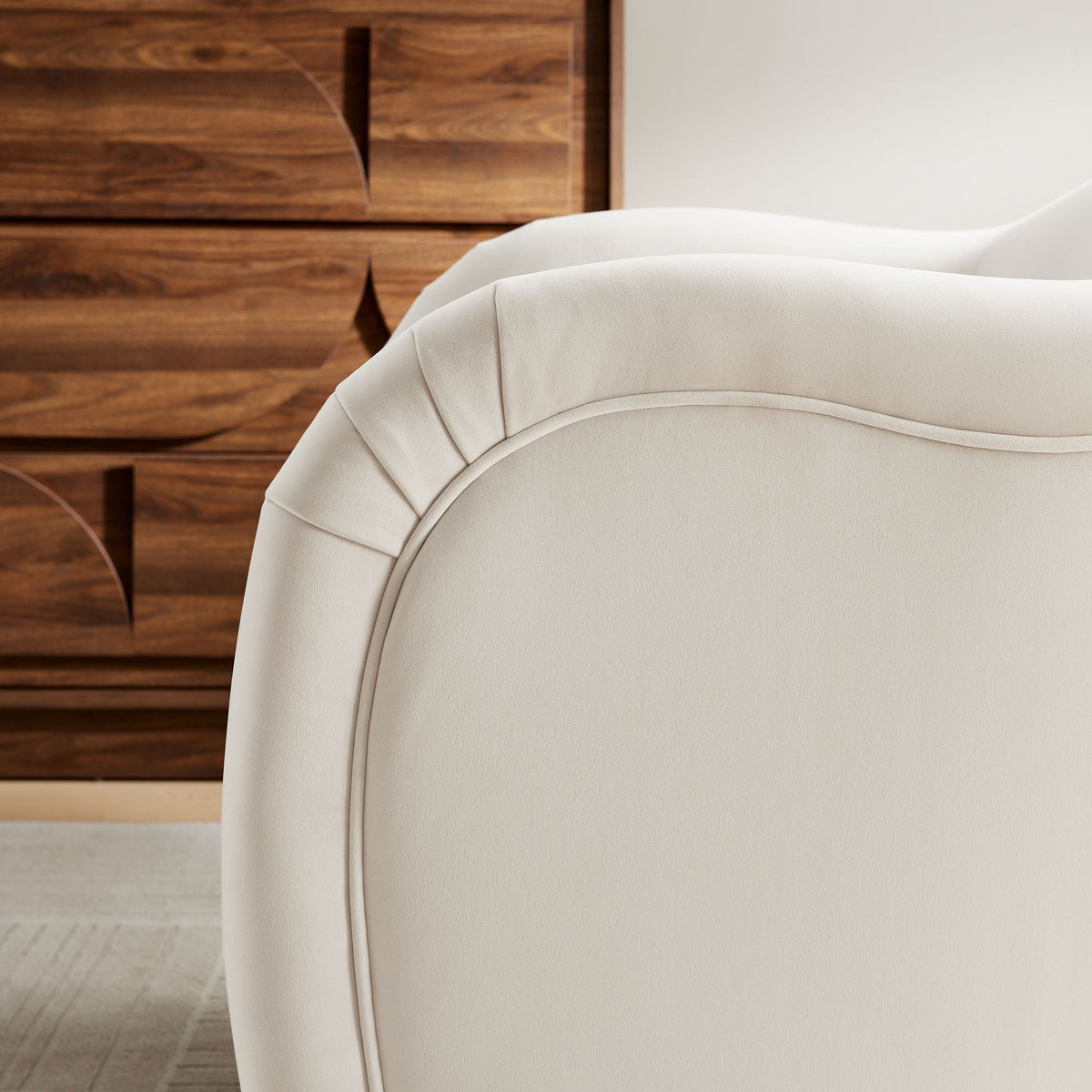 Compose Performance Velvet Accent Chair cream velvet upholstery with curved seam by Modway on Tampa Home & Garden Store