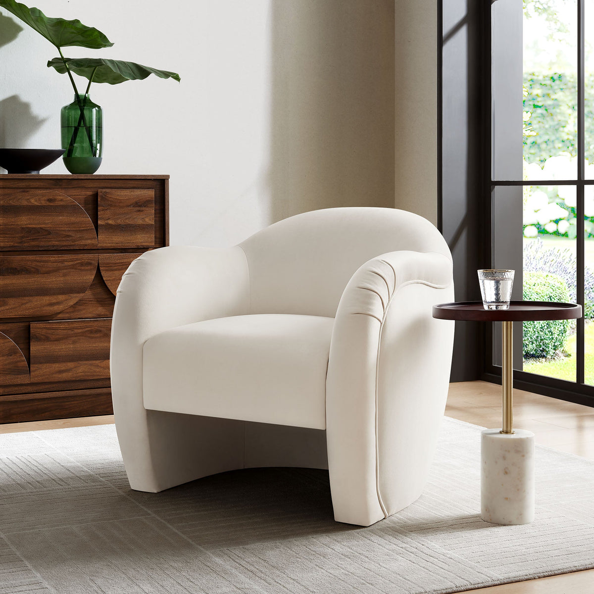 Compose Performance Velvet Accent Chair by Modway in white velvet with rounded arms on Tampa Home & Garden Store