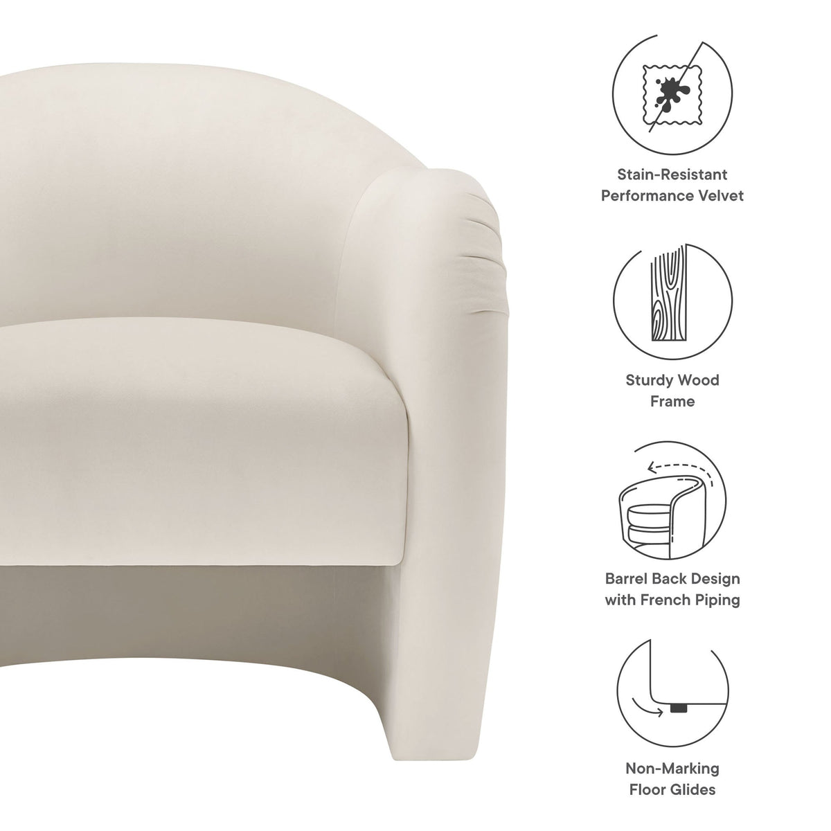 Compose Performance Velvet Accent Chair cream velvet by Modway, chic accent seating on Tampa Home & Garden Store