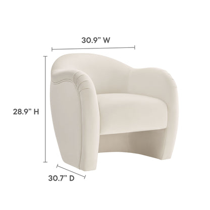 Compose Performance Velvet Accent Chair by Modway, ivory cream velvet with curved tufted arms on Tampa Home & Garden Store