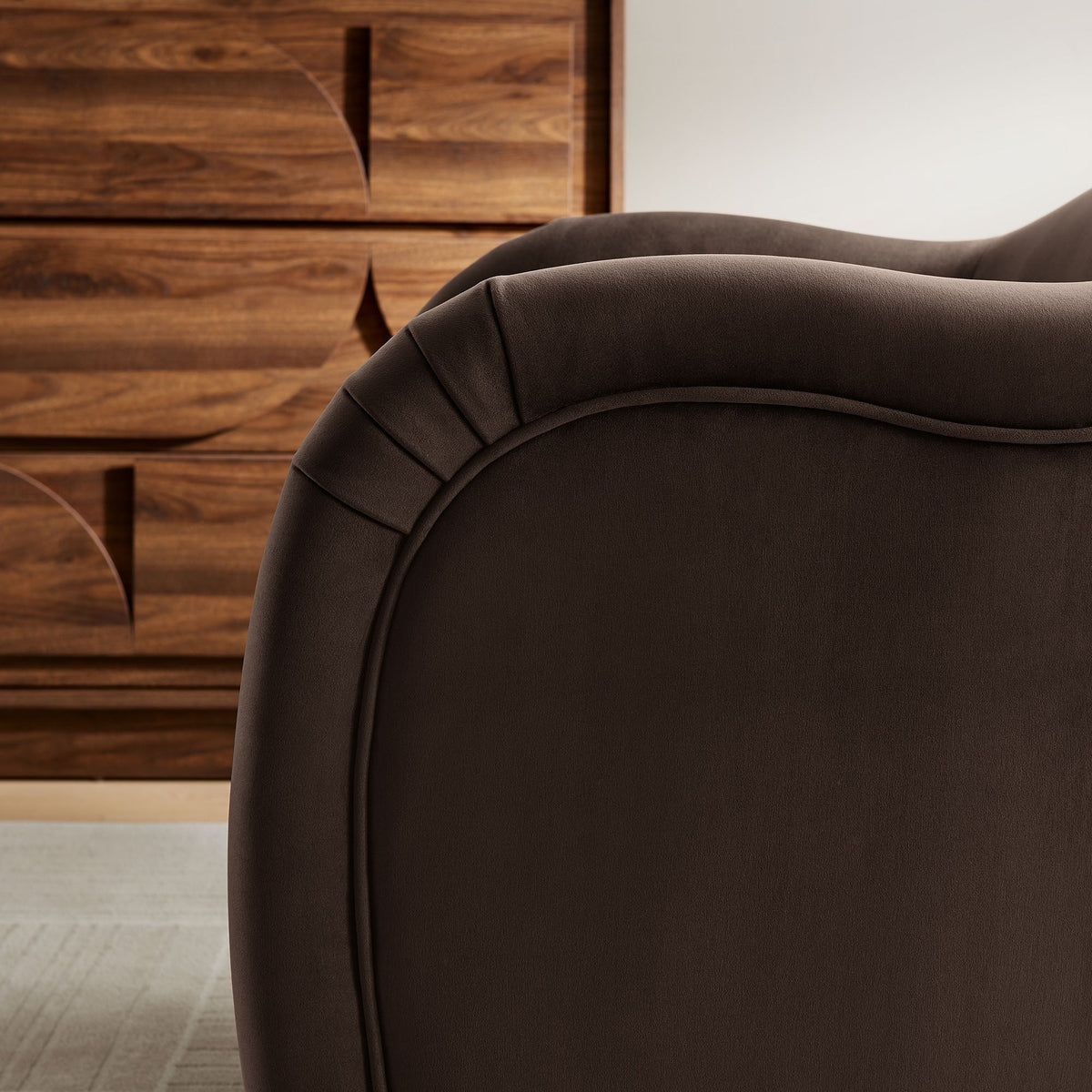 Compose Performance Velvet Accent Chair in dark brown velvet with curved silhouette by Modway on Tampa Home & Garden Store