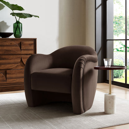 Compose Performance Velvet Accent Chair in deep brown velvet with rounded arms on Tampa Home & Garden Store