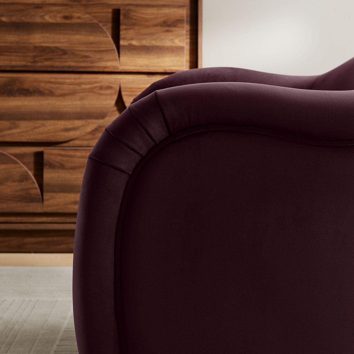 Compose Performance Velvet Accent Chair by Modway, deep burgundy velvet with curved silhouette on Tampa Home & Garden Store