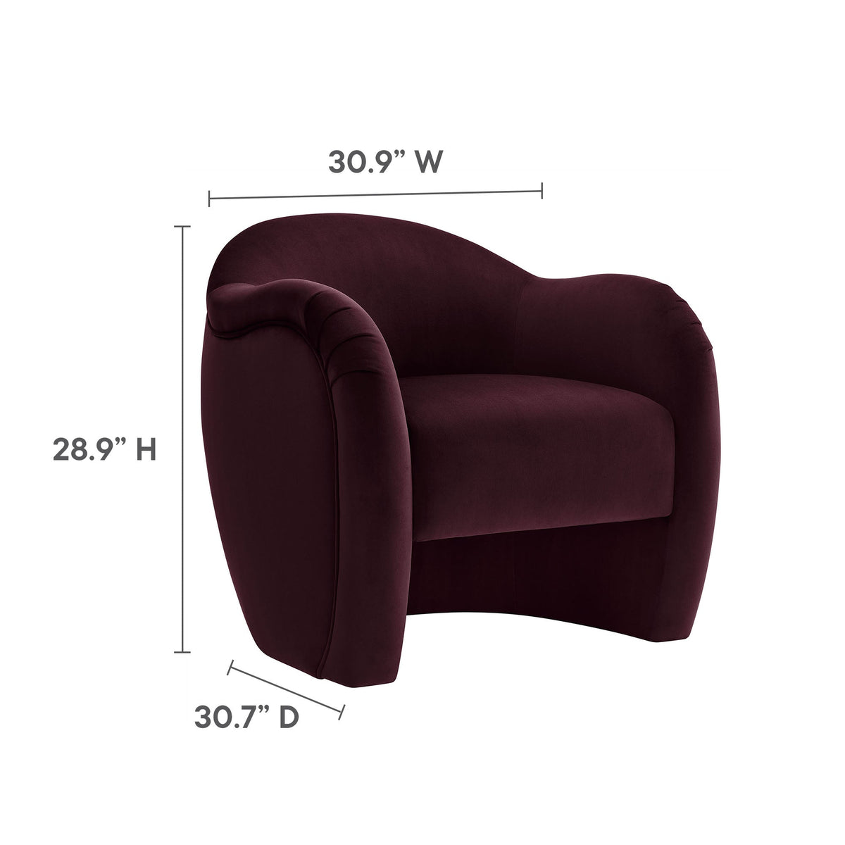 Compose Performance Velvet Accent Chair by Modway, burgundy velvet with curved back on Tampa Home & Garden Store