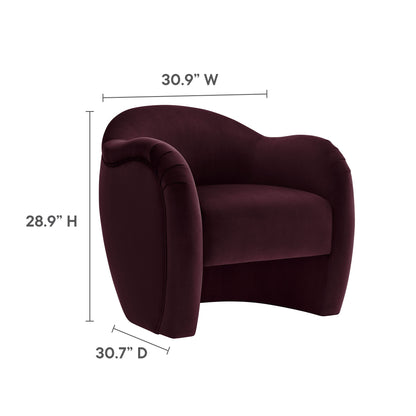 Compose Performance Velvet Accent Chair by Modway, burgundy velvet with curved back on Tampa Home & Garden Store