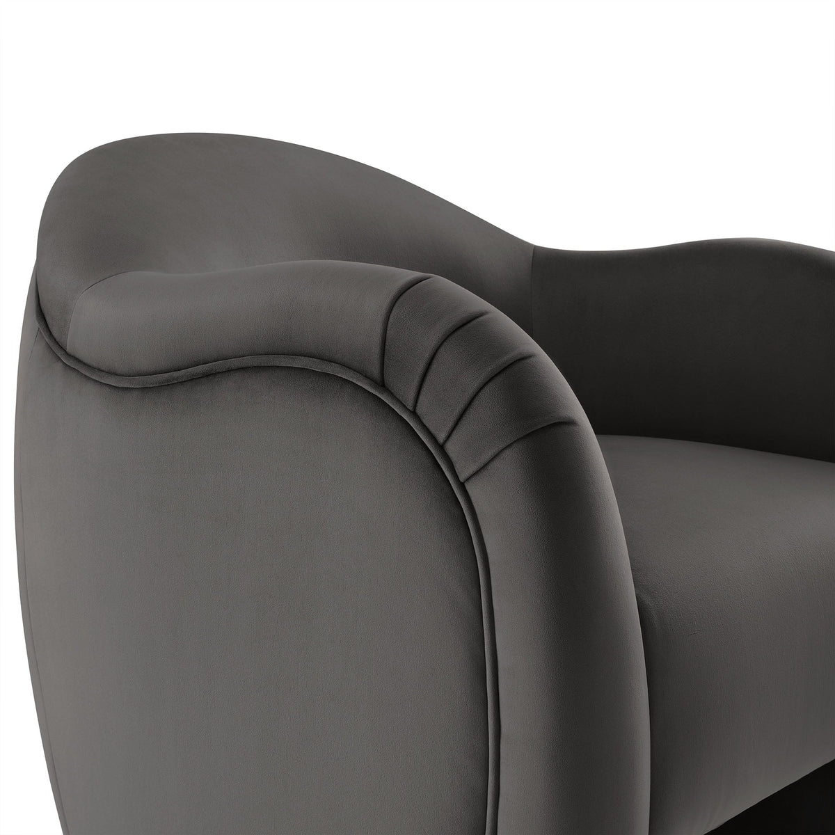 Compose Performance Velvet Accent Chair gray velvet with curved arms on Tampa Home & Garden Store