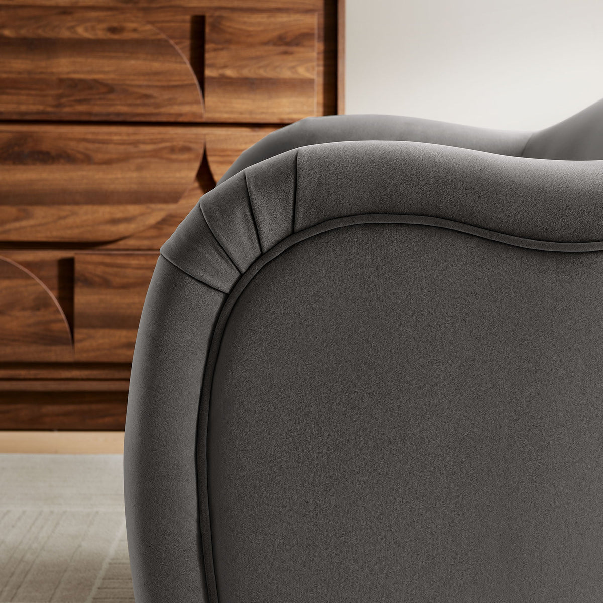 Compose Performance Velvet Accent Chair by Modway in gray velvet with curved seam detailing on Tampa Home & Garden Store