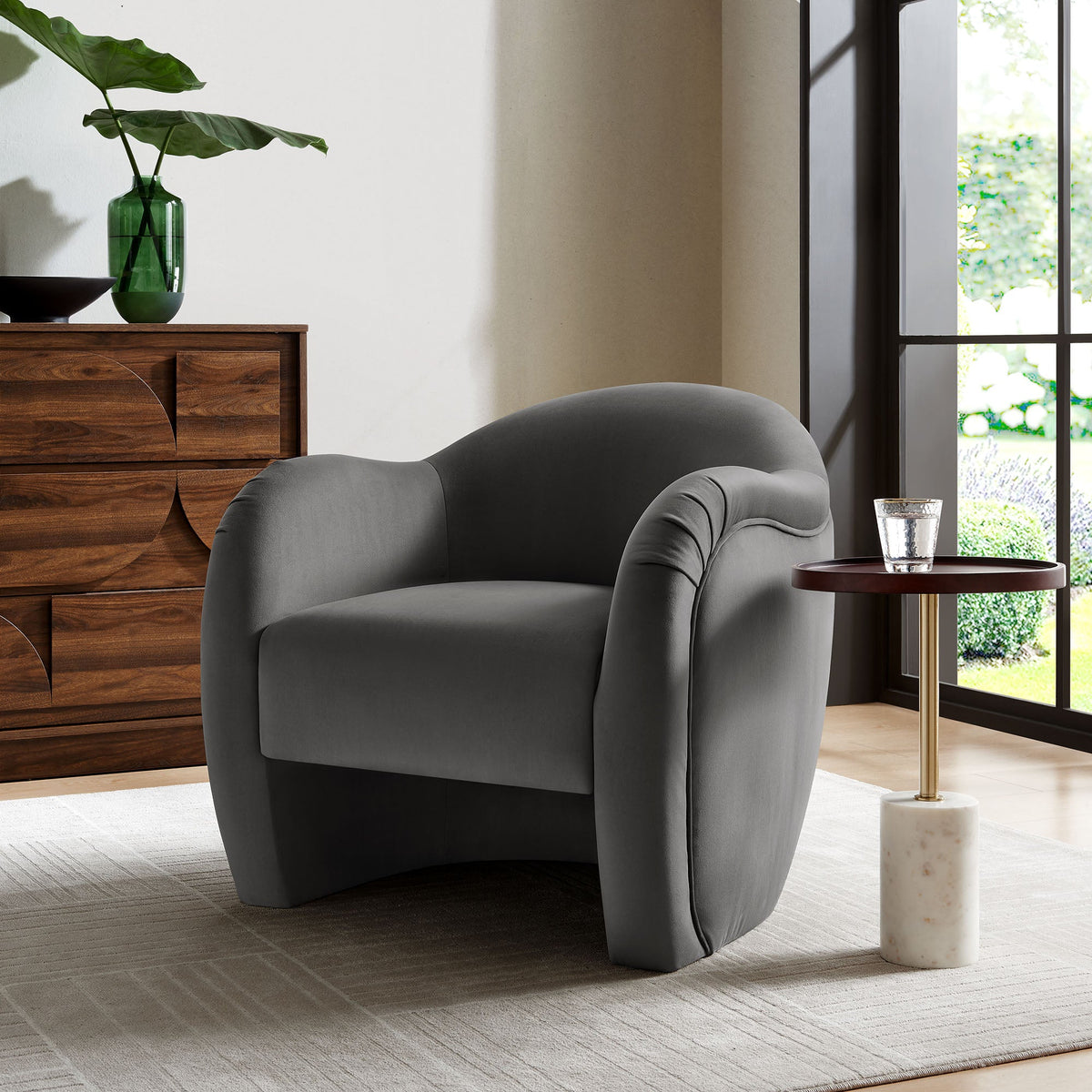 Compose Performance Velvet Accent Chair by Modway in charcoal gray velvet with plush curved arms on Tampa Home & Garden Store