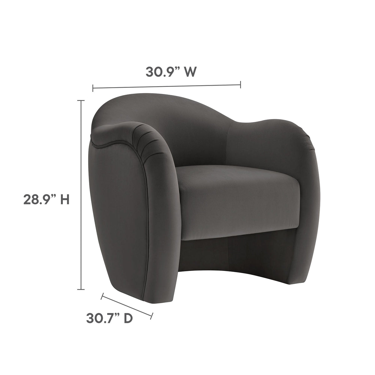 Compose Performance Velvet Accent Chair by Modway, dark gray velvet arms, 30.9W x 28.9H on Tampa Home & Garden Store