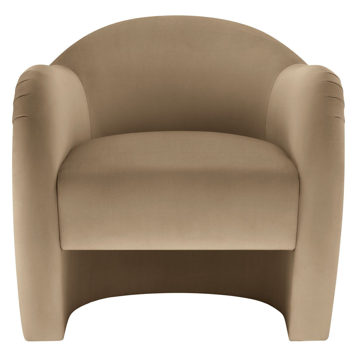 Compose Performance Velvet Accent Chair in taupe beige with curved armrests on Tampa Home & Garden Store