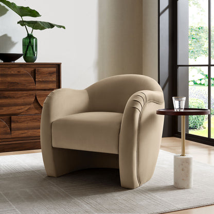 Compose Velvet Accent Chair by Modway in beige velvet with rounded arms in modern living room on Tampa Home & Garden Store