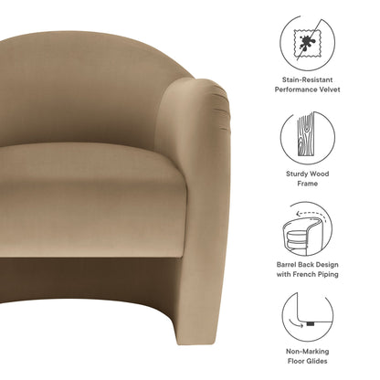 Compose Performance Velvet Accent Chair by Modway in beige velvet with rounded barrel back on Tampa Home & Garden Store