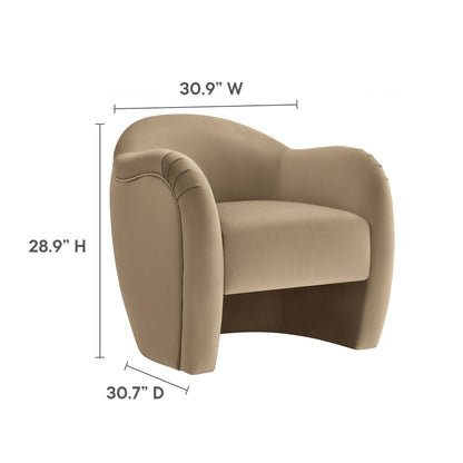 Compose Performance Velvet Accent Chair beige velvet with curved rolled arms by Modway on Tampa Home & Garden Store