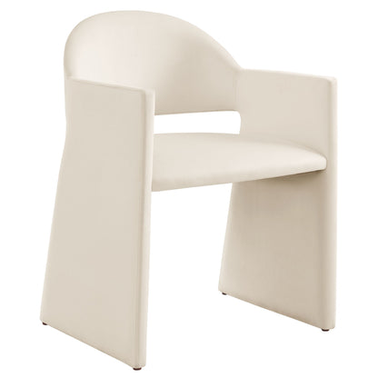 Talia Performance Velvet Dining Armchair by Modway, ivory velvet, rounded back, pair on Tampa Home & Garden Store