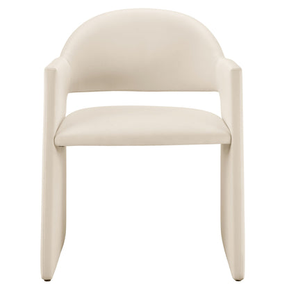 Talia Performance Velvet Dining Armchair by Modway in cream velvet with curved back and integrated arms on Tampa Home & Garden Store