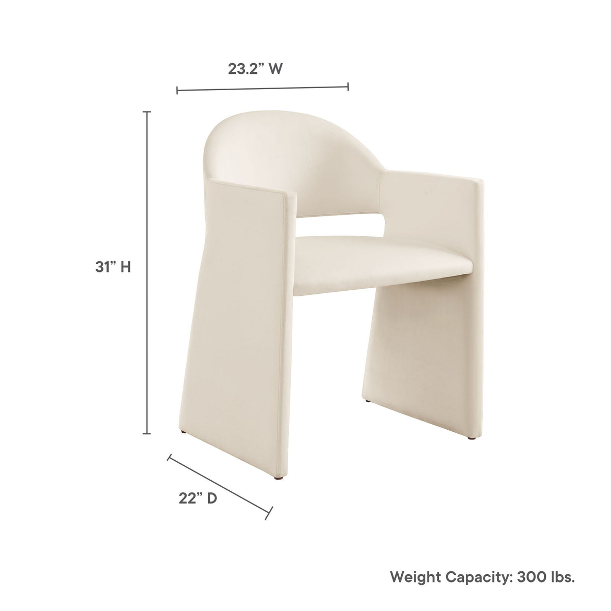 Talia Performance Velvet Dining Armchair in cream velvet upholstery by Modway on Tampa Home & Garden Store
