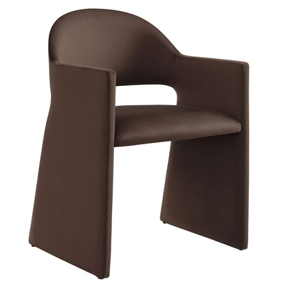 Talia Performance Velvet Dining Armchair brown velvet curved back HouseOfZazla on Tampa Home & Garden Store