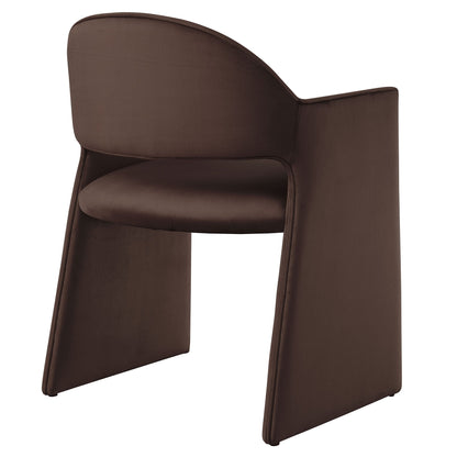 Two brown velvet dining armchairs from Talia by Modway, brown upholstery on Tampa Home & Garden Store