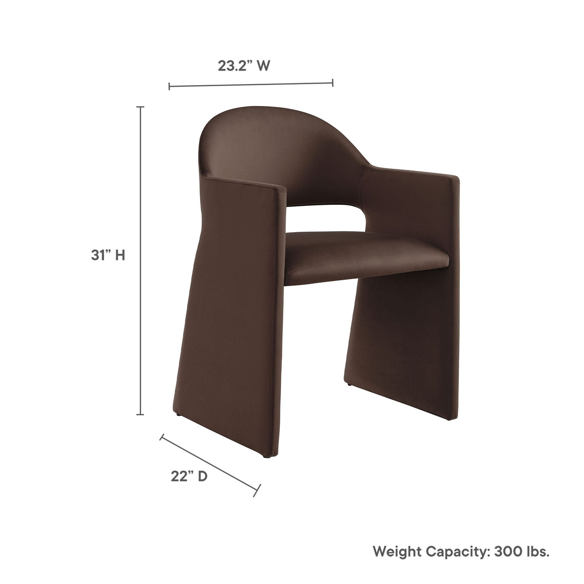 Talia Performance Velvet Dining Armchair brown velvet by Modway on Tampa Home & Garden Store