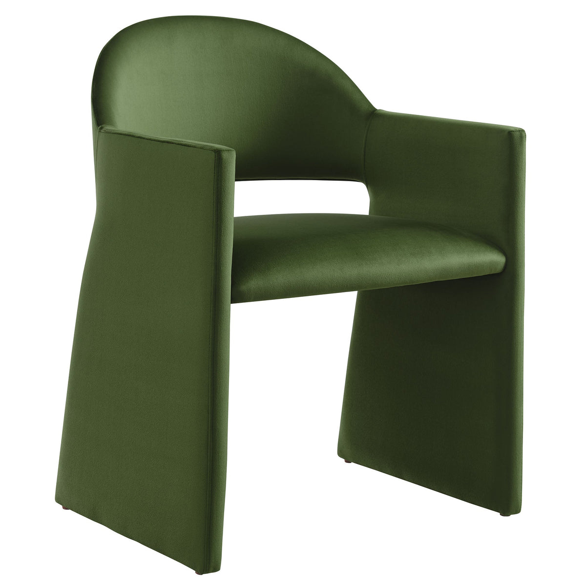 Talia Performance Velvet Dining Armchair by Modway, green velvet, curved back, square arms on Tampa Home & Garden Store