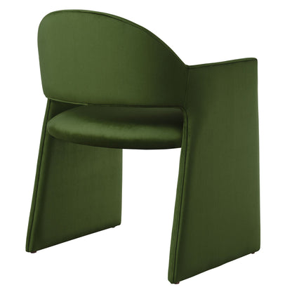 Talia Velvet Dining Armchair by Modway, green velvet upholstery, curved back, pair on Tampa Home & Garden Store