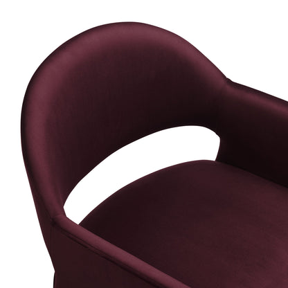 Talia Performance Velvet Dining Armchair by Modway, burgundy velvet upholstery with curved arms on Tampa Home & Garden Store