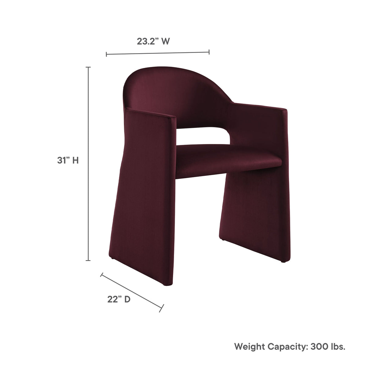 Talia Performance Velvet Dining Armchair, burgundy velvet, dining chair by Modway, HouseOfZazla on Tampa Home & Garden Store
