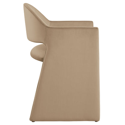 Talia Performance Velvet Dining Armchair by Modway taupe velvet upholstery curved back on Tampa Home & Garden Store