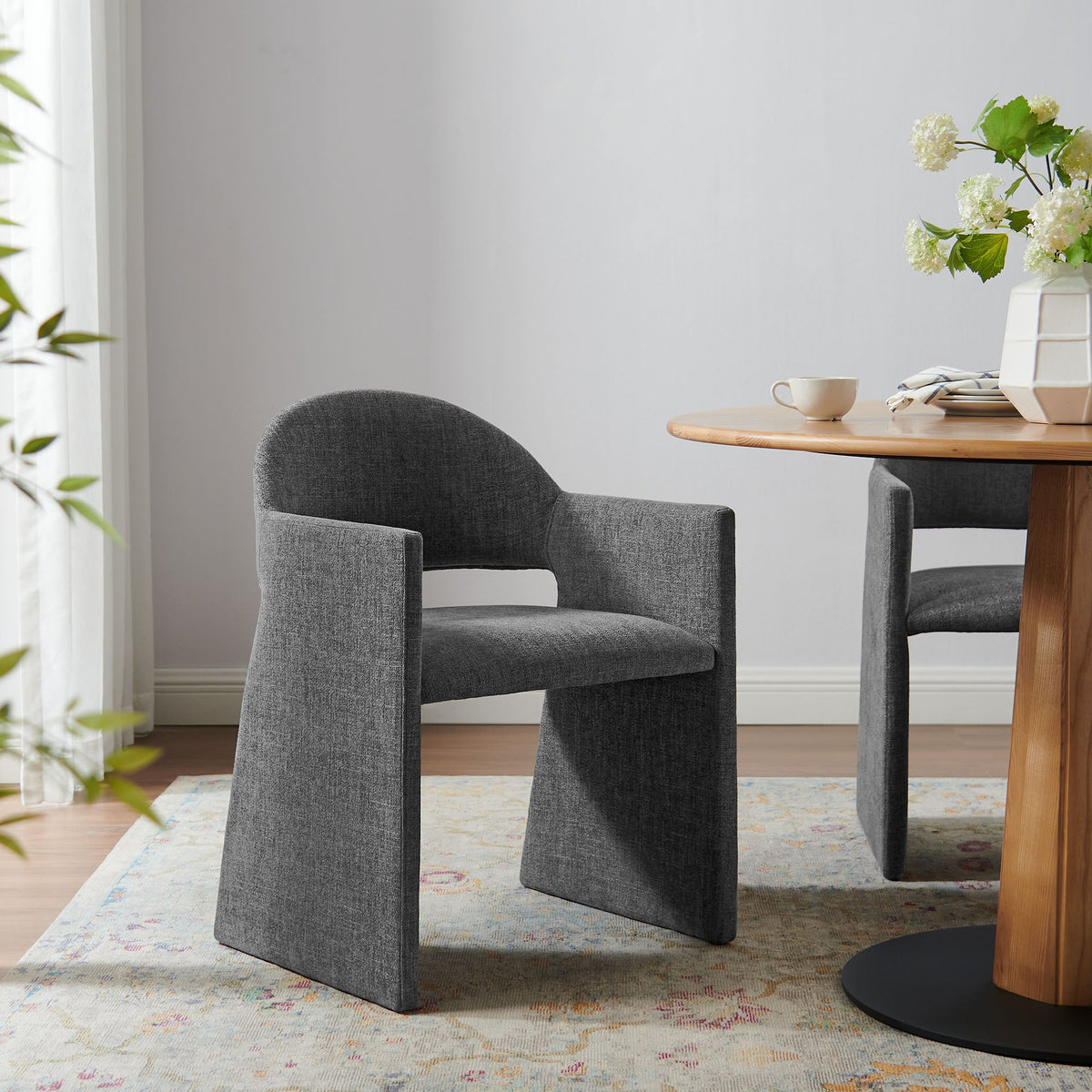 Talia Upholstered Fabric Dining Armchairs in gray by Modway, set of 2 on Tampa Home & Garden Store