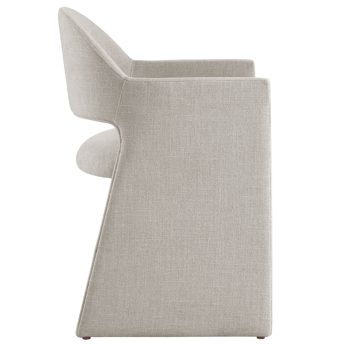 Talia Upholstered Fabric Dining Armchair beige fabric with curved back and slim arms on Tampa Home & Garden Store